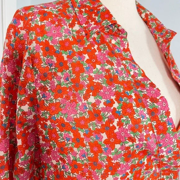 J.Crew Cotton voile tunic cover-up with side ties in brilliant blooms si… - Picture 7 of 14